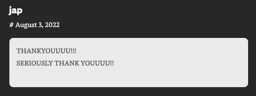 A screenshot of a comment on CSS tricks stating, "THANKYOUUUU!!! SERIOUSLY THANK YOUUUU!!"