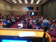 Blurry picture from the lectern at DrupalCon Portland