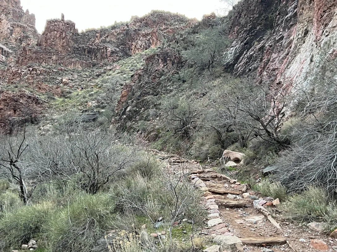 Steep trail up the canyon