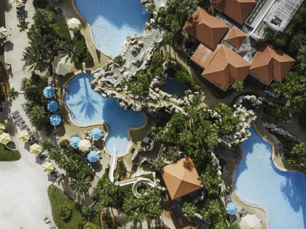 Birdseye view of the pools at the Grand Cypress
